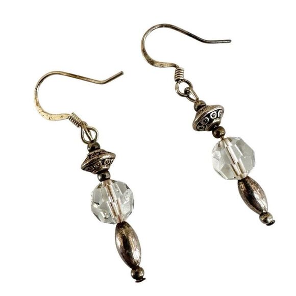 Silver tone crystal drop earrings - Picture 1 of 5